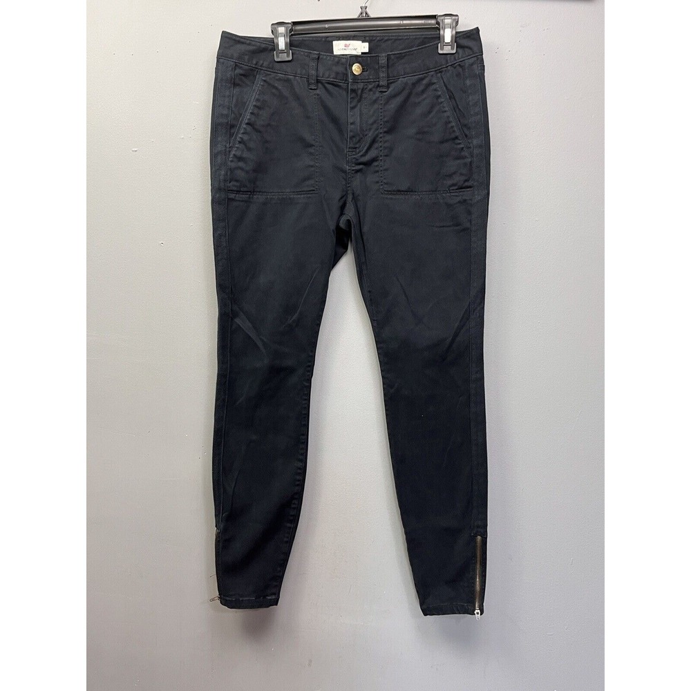 Vineyard Vines Utility Pants Womens 8 Black Skinny Ankle Zip 2P0668 Stretch